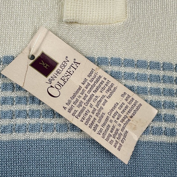 NEW VTG 60s Van Heusen Coleseta‎ Polo Shirt Men Fits Large Tag XL Blue Black - Picture 5 of 14